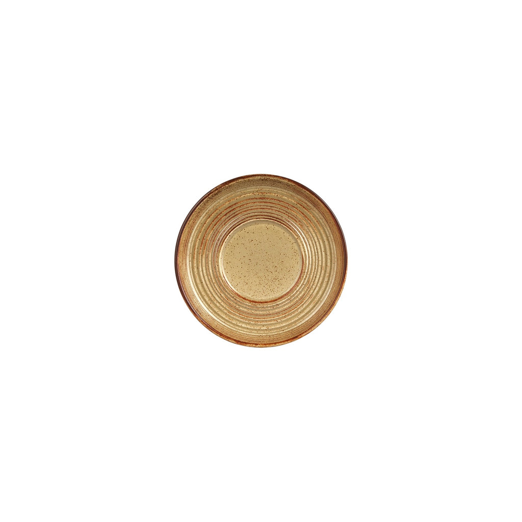 Turgla Helix Dune dia.6Inch  Round Orange Vitrified Saucer SKU: T-HLDNSM01CPT-24