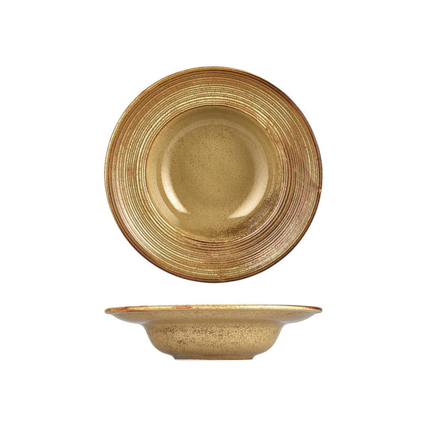 Turgla Helix Dune dia.10.75Inch  h:2.5Inch  17 oz. Round Orange Vitrified Deep Plate SKU: T-HLDNZT27CK-6