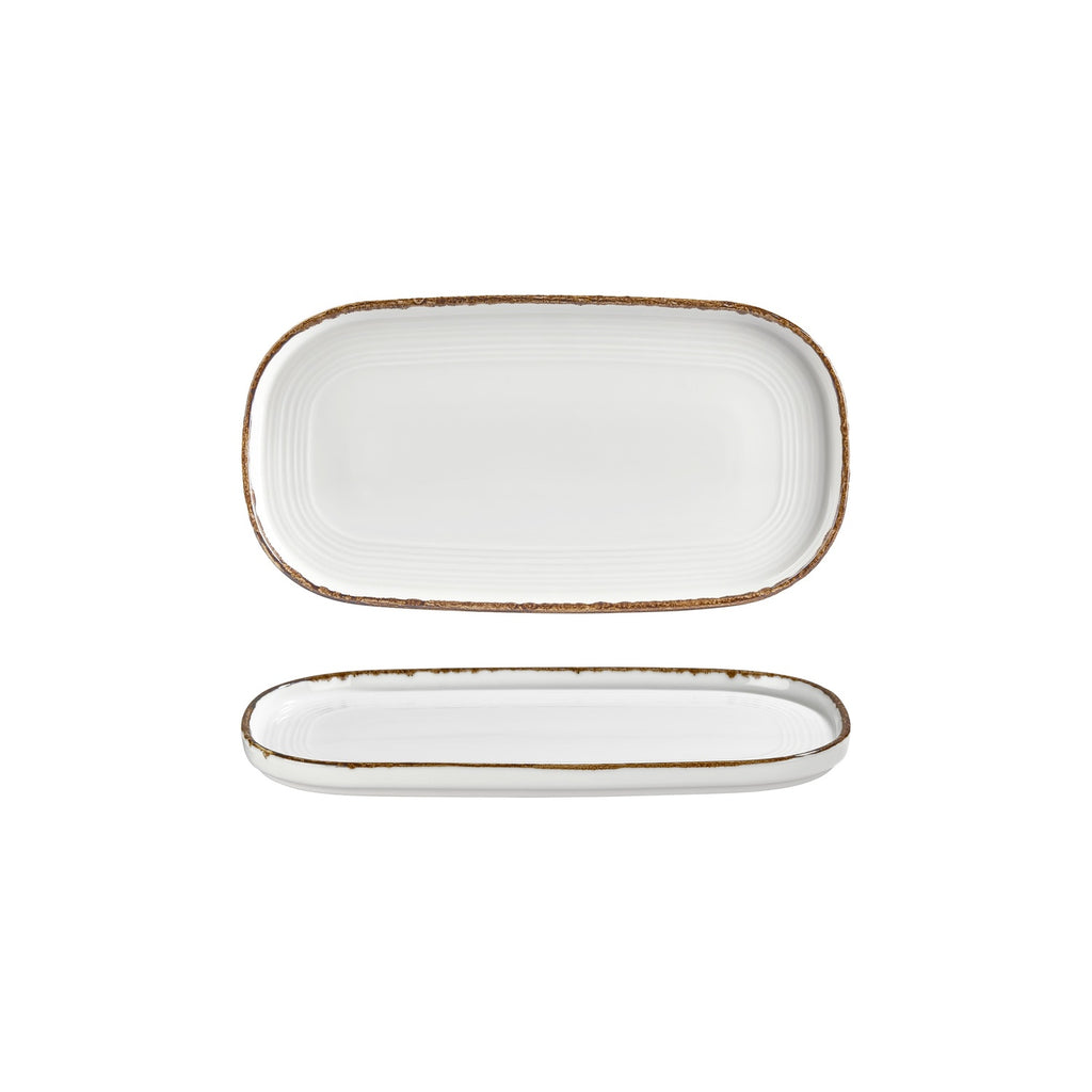 Turgla Helix Gleam 11.75Inch  x 6.25Inch  x h:0.75Inch  Oval Brown Vitrified Platter SKU: T-HLGL30OV-6