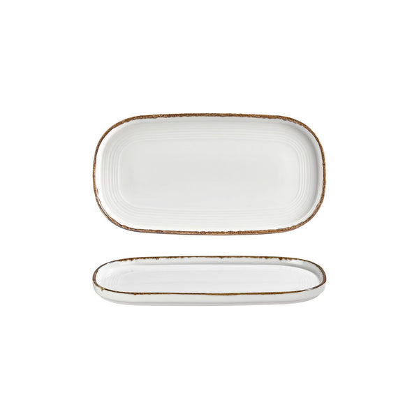 Turgla Helix Gleam 11.75Inch  x 6.25Inch  x h:0.75Inch  Oval Brown Vitrified Platter SKU: T-HLGL30OV-6
