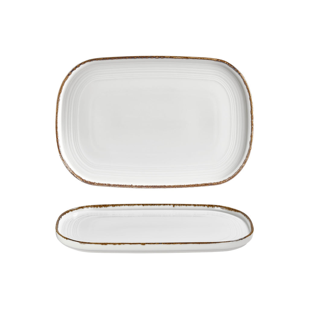 Turgla Helix Gleam 13.5Inch  x 9Inch  x h:0.75Inch  Oval Brown Vitrified Platter SKU: T-HLGL34OV-6