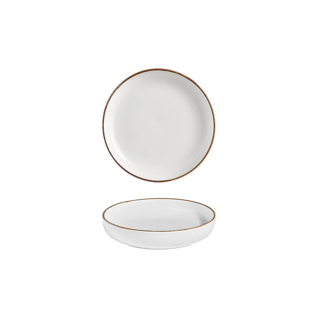 Turgla Helix Gleam dia.7.5Inch  h:1.5Inch  24 oz. Round Brown Vitrified Deep Plate SKU: T-HLGLCP19CK-6