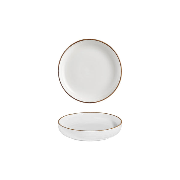 Turgla Helix Gleam dia.7.5Inch  h:1.5Inch  24 oz. Round Brown Vitrified Deep Plate SKU: T-HLGLCP19CK-6