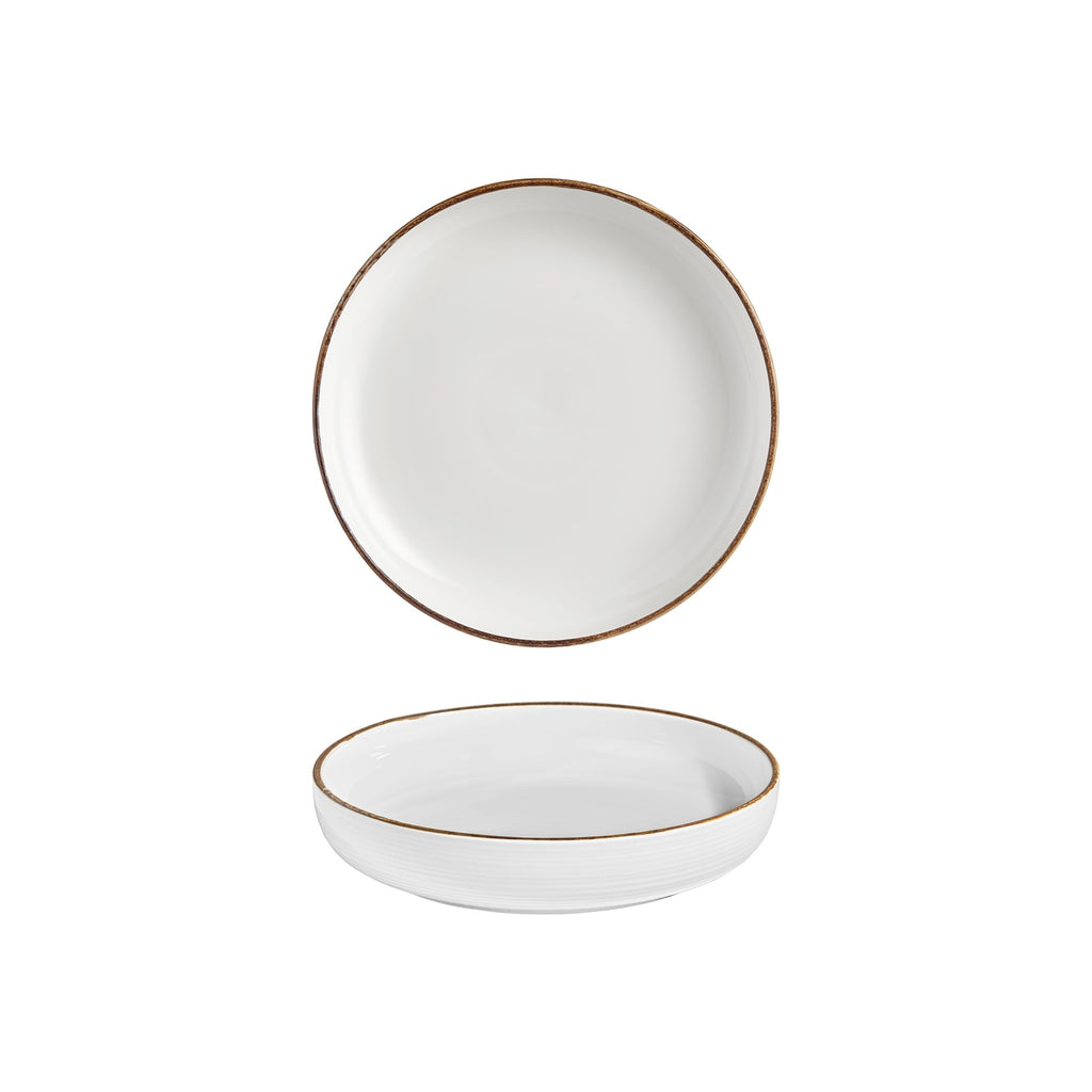 Turgla Helix Gleam dia.9Inch  h:2Inch  42 oz. Round Brown Vitrified Deep Plate SKU: T-HLGLCP23CK-6