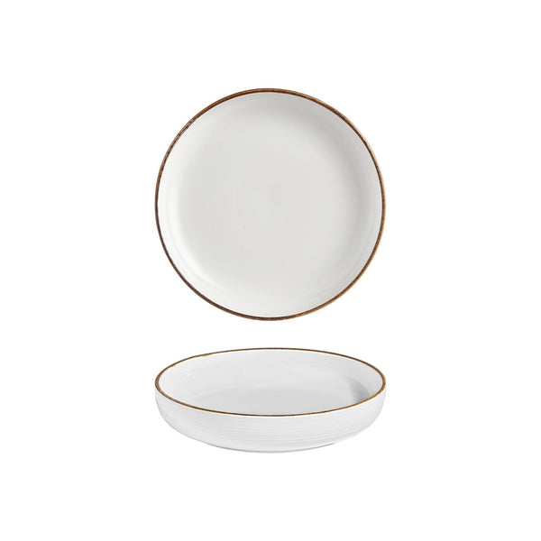 Turgla Helix Gleam dia.9Inch  h:2Inch  42 oz. Round Brown Vitrified Deep Plate SKU: T-HLGLCP23CK-6