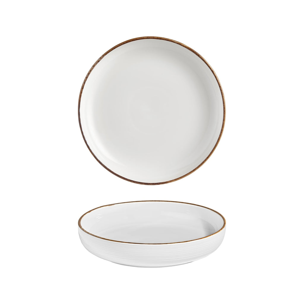 Turgla Helix Gleam dia.10.25Inch  h:2Inch  59 oz. Round Brown Vitrified Deep Plate SKU: T-HLGLCP26CK-6