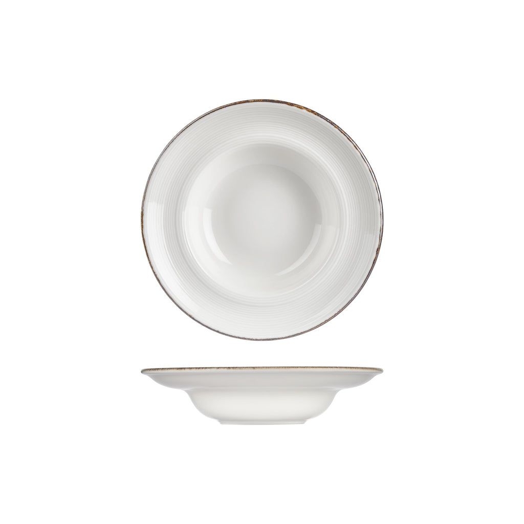Turgla Helix Gleam dia.9.75Inch  h:2.25Inch  14 oz. Round Brown Vitrified Deep Plate SKU: T-HLGLZT25CK-6