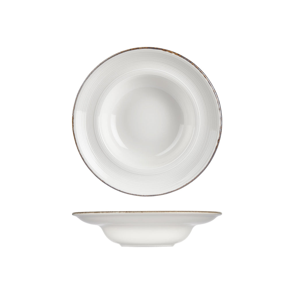 Turgla Helix Gleam dia.10.75Inch  h:2.5Inch  17 oz. Round Brown Vitrified Deep Plate SKU: T-HLGLZT27CK-6