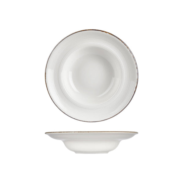 Turgla Helix Gleam dia.10.75Inch  h:2.5Inch  17 oz. Round Brown Vitrified Deep Plate SKU: T-HLGLZT27CK-6