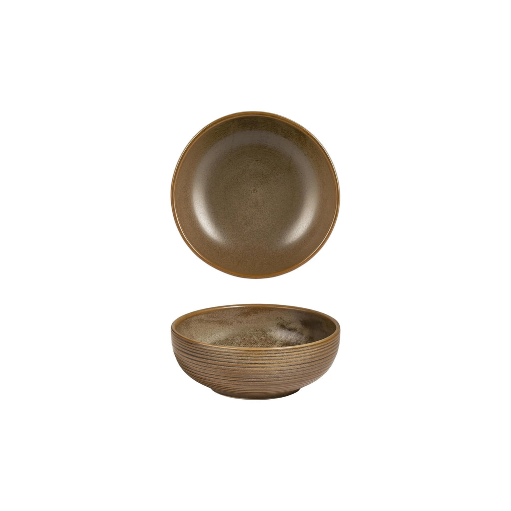 Turgla Helix Kaldi dia.6.25Inch  h:2.5Inch  25 oz. Round Brown Vitrified Bowl SKU: T-HLKD16KS-12