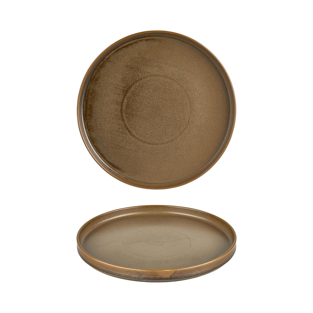 Turgla Helix Kaldi dia.10.75Inch  Round Brown Vitrified Plate SKU: T-HLKD27RD-6
