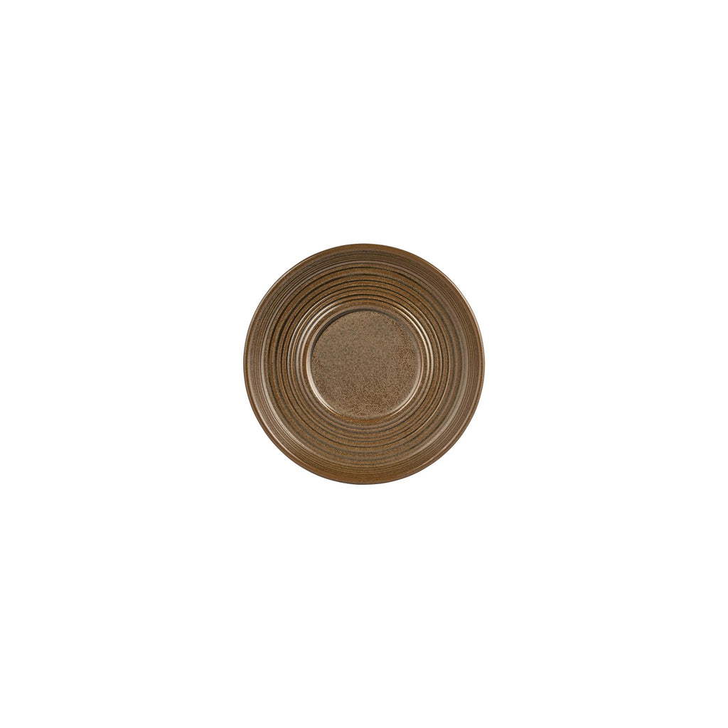 Turgla Helix Kaldi dia.6Inch  Round Brown Vitrified Saucer SKU: T-HLKDSM01CPT-24