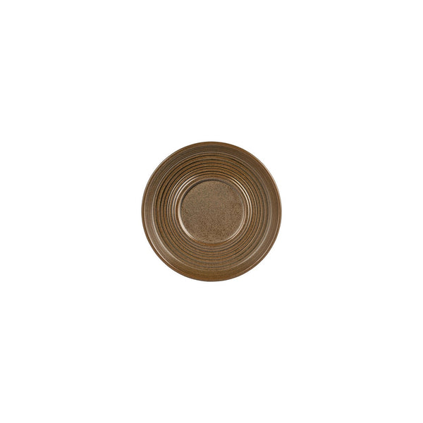 Turgla Helix Kaldi dia.6Inch  Round Brown Vitrified Saucer SKU: T-HLKDSM01CPT-24