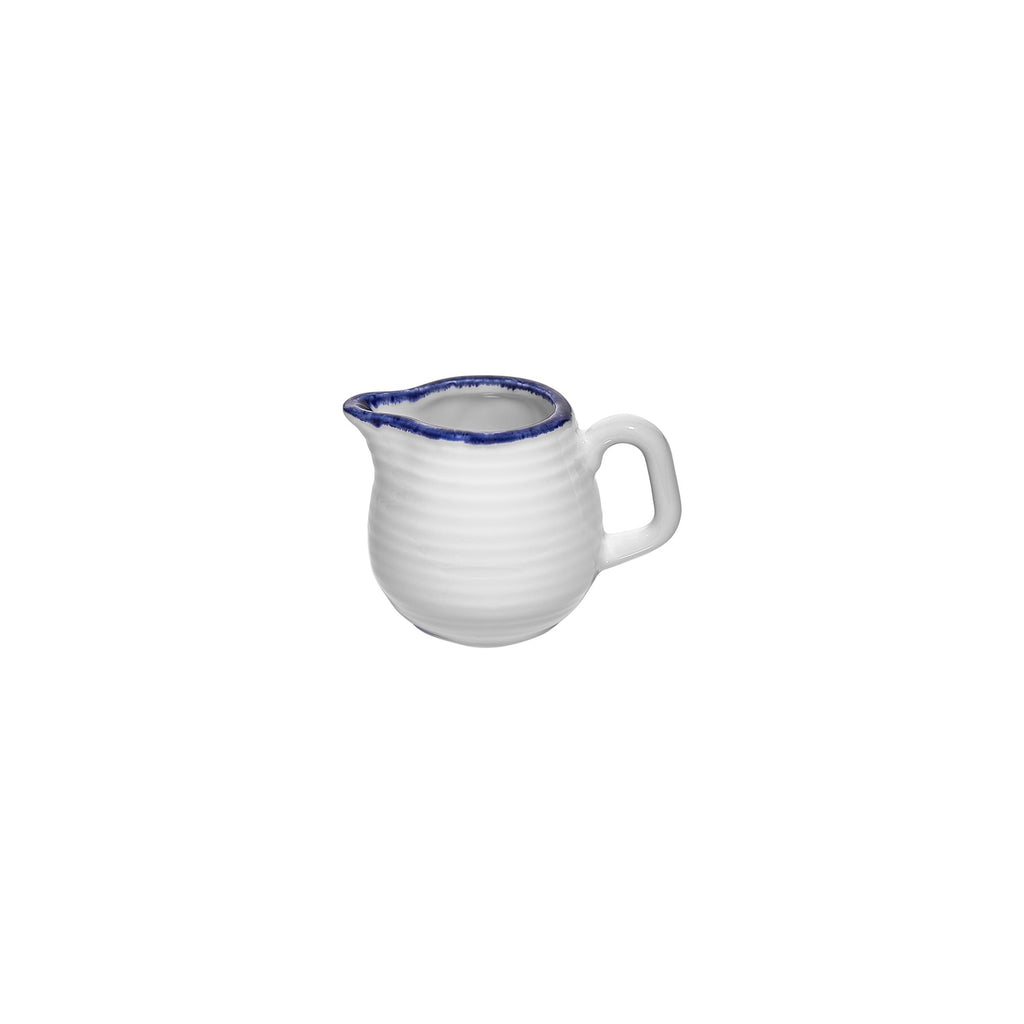 Turgla Helix Navy Blue dia.3.25Inch  h:2.25Inch  3 oz. Round Blue Vitrified Creamer SKU: T-HLNBL01ST-12