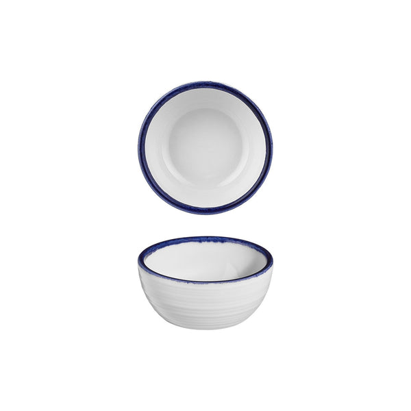 Turgla Helix Navy Blue dia.2.75Inch  h:1.25Inch  2 oz. Round Blue Vitrified Bowl SKU: T-HLNBL07KS-24