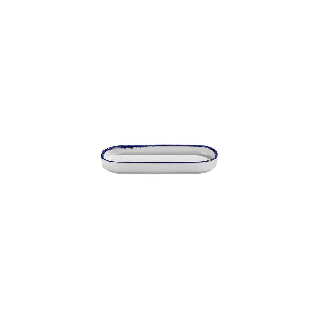 Turgla Helix Navy Blue 7.75Inch  x 3.75Inch  x h:1Inch  Oval Blue Vitrified Platter SKU: T-HLNBL205OV-12