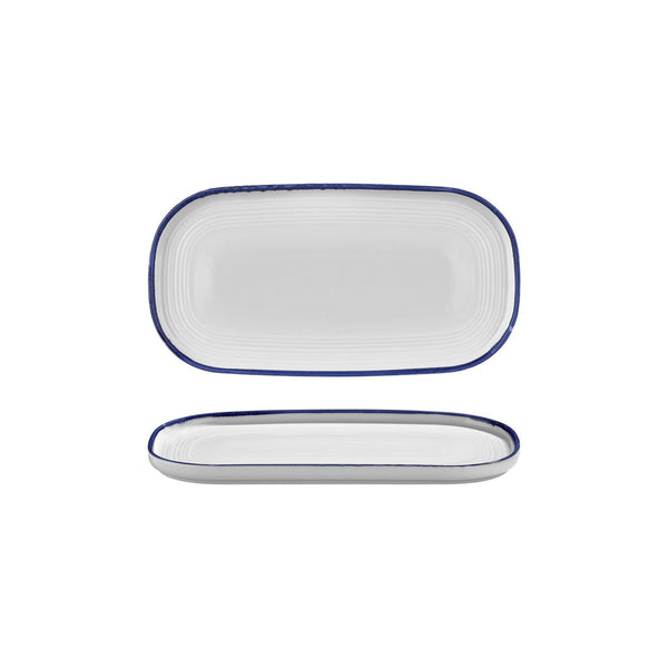 Turgla Helix Navy Blue 11.75Inch  x 6.25Inch  x h:0.75Inch  Oval Blue Vitrified Platter SKU: T-HLNBL30OV-6