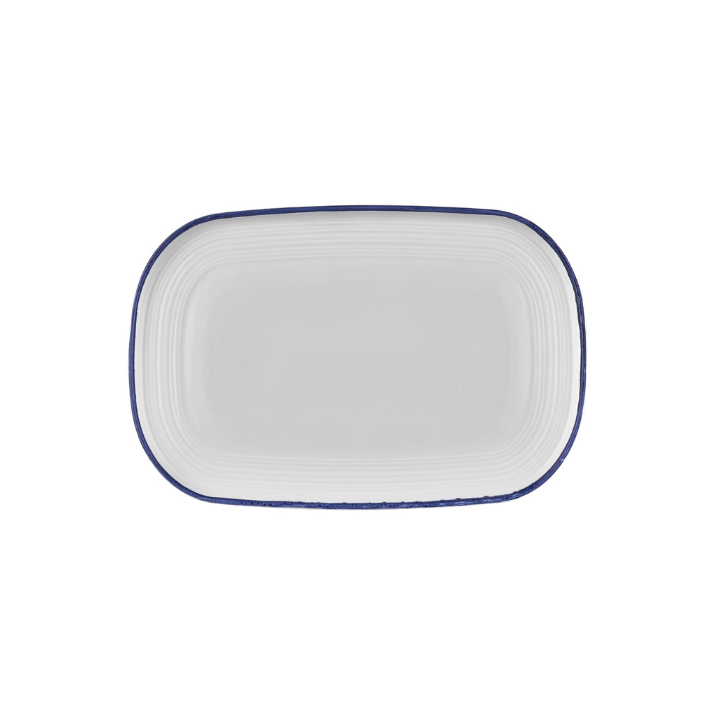 Turgla Helix Navy Blue 13.5Inch  x 9Inch  x h:0.75Inch  Oval Blue Vitrified Platter SKU: T-HLNBL34OV-6