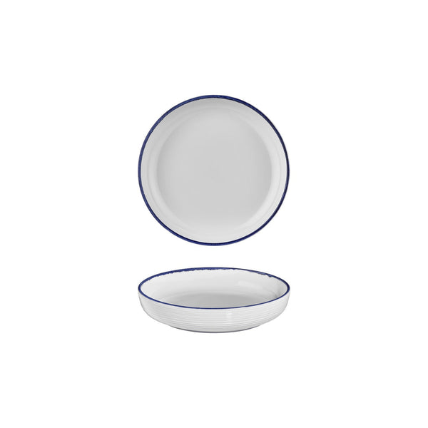 Turgla Helix Navy Blue dia.7.5Inch  h:1.5Inch  24 oz. Round Blue Vitrified Deep Plate SKU: T-HLNBLCP19CK-6