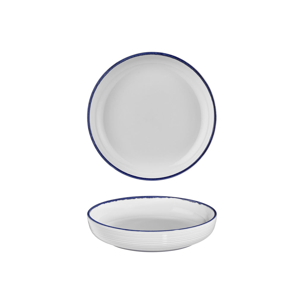 Turgla Helix Navy Blue dia.9Inch  h:2Inch  42 oz. Round Blue Vitrified Deep Plate SKU: T-HLNBLCP23CK-6