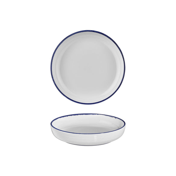 Turgla Helix Navy Blue dia.9Inch  h:2Inch  42 oz. Round Blue Vitrified Deep Plate SKU: T-HLNBLCP23CK-6
