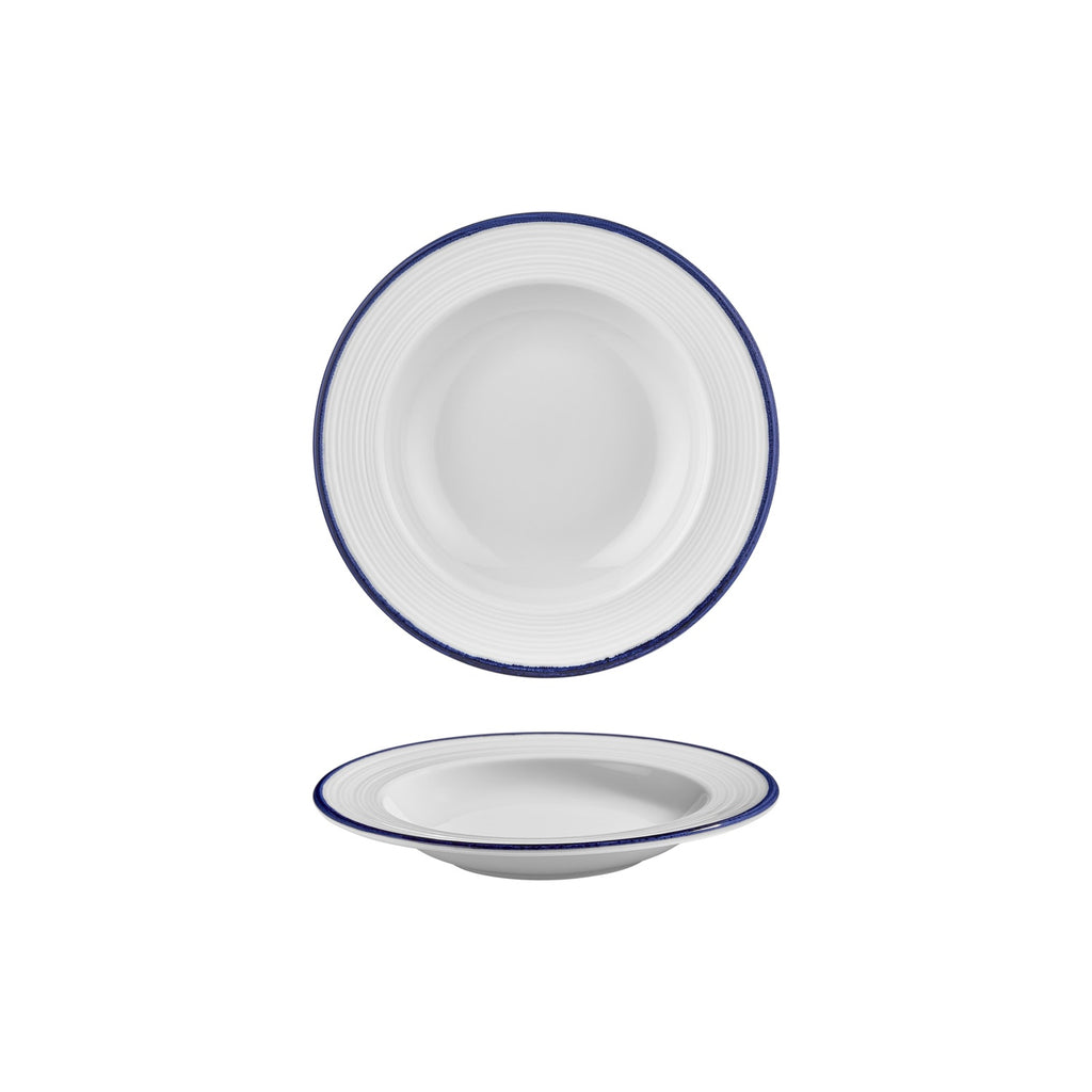Turgla Helix Navy Blue dia.9Inch  h:0Inch  10 oz. Round Blue Vitrified Deep Plate SKU: T-HLNBLGT23CK-12