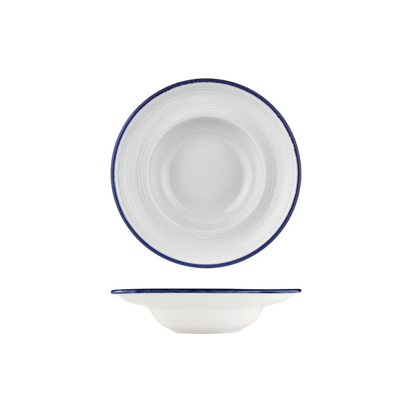 Turgla Helix Navy Blue dia.9.75Inch  h:2.25Inch  14 oz. Round Blue Vitrified Deep Plate SKU: T-HLNBLZT25CK-6