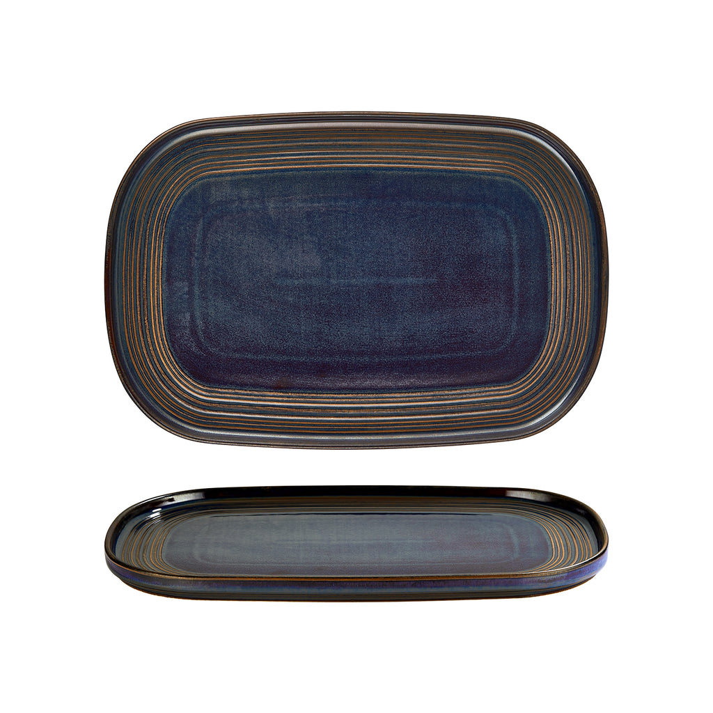 Turgla Helix Glory 13.5Inch  x 9Inch  x h:0.75Inch  Oval Blue Vitrified Platter SKU: T-HLRY34OV-6