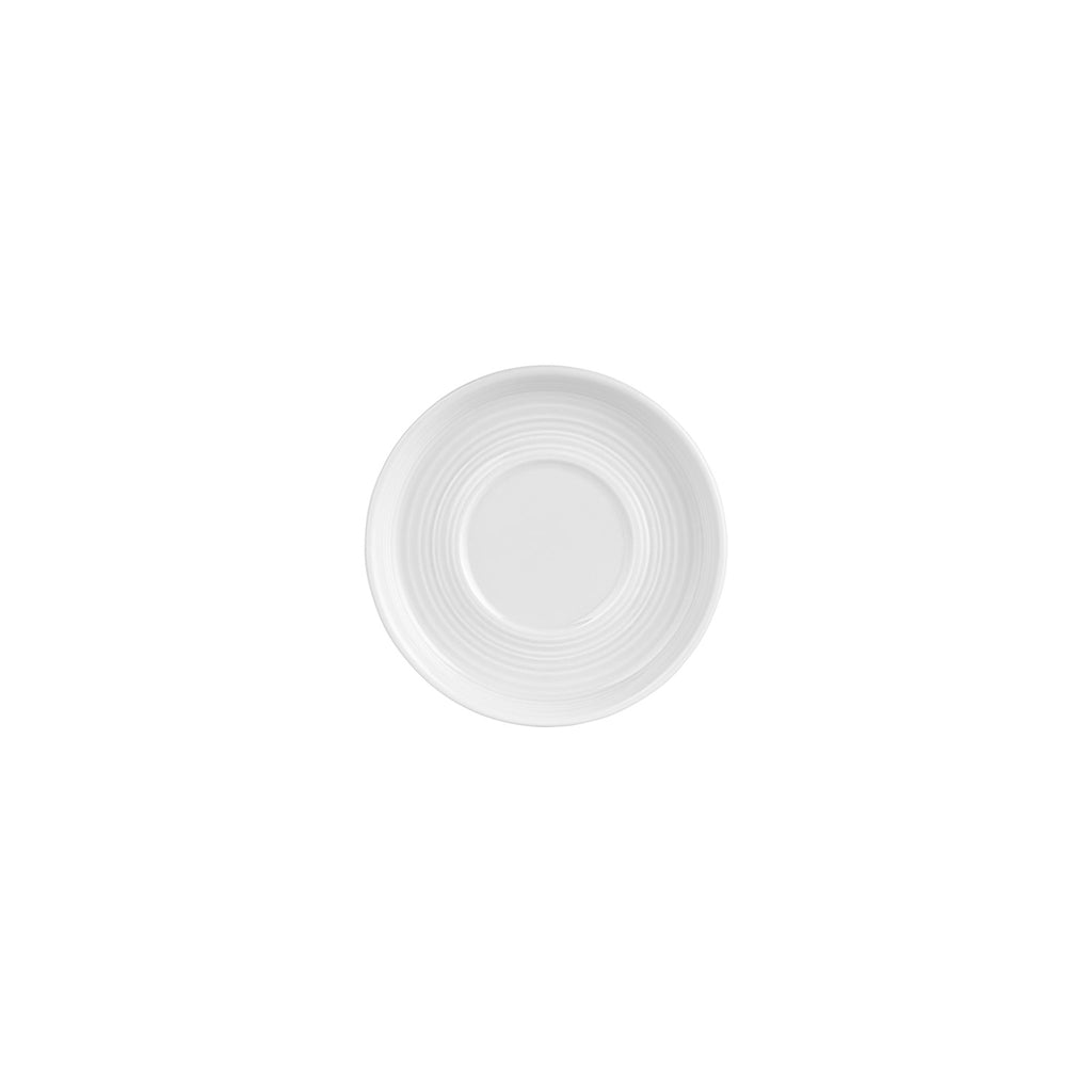 Turgla Helix White dia.6Inch  Round Warm White Vitrified Saucer SKU: T-HLSM01CPT-24