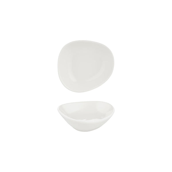 Turgla Island White 4Inch  x 3.5Inch  x h:0Inch  3 oz. Organic Warm White Vitrified Bowl SKU: T-IS10KS-24