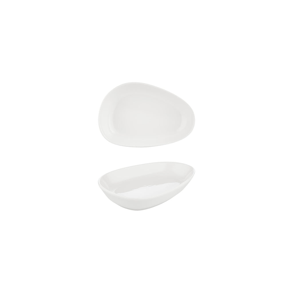 Turgla Island White 6.25Inch  x 4Inch  x h:1.25Inch  Organic Warm White Vitrified Platter SKU: T-IS16OV-12