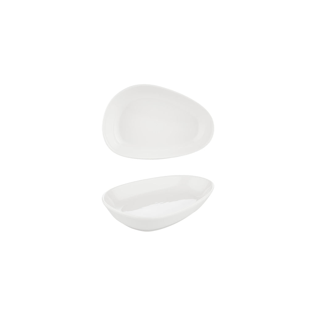 Turgla Island White 7.5Inch  x 4.75Inch  x h:1.5Inch  Organic Warm White Vitrified Platter SKU: T-IS19OV-12