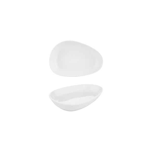 Turgla Island White 7.5Inch  x 4.75Inch  x h:1.5Inch  Organic Warm White Vitrified Platter SKU: T-IS19OV-12