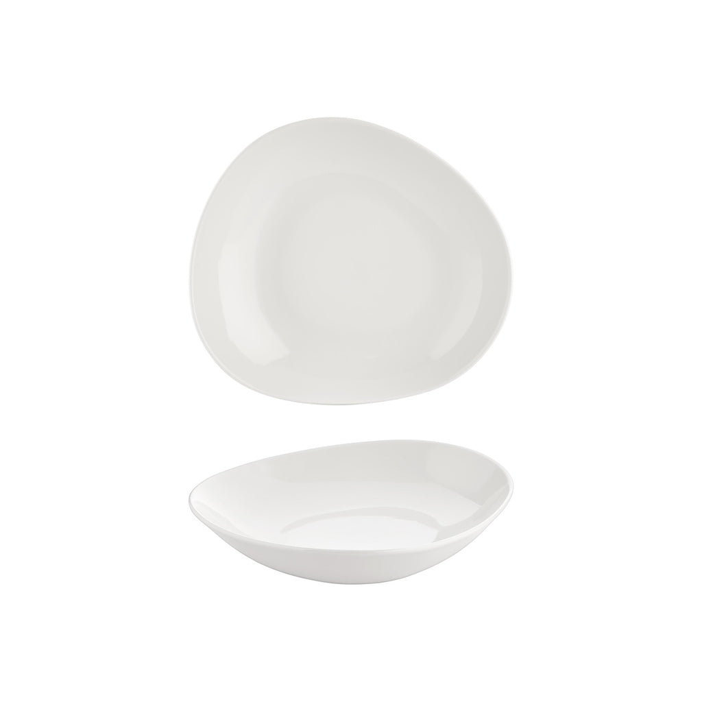 Turgla Island White 9.75Inch  x 8.75Inch  x h:0Inch  34 oz. Organic Warm White Vitrified Deep Plate SKU: T-IS25CK-6