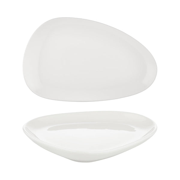 Turgla Island White 15.75Inch  x 9.75Inch  x h:0Inch  Organic Warm White Vitrified Platter SKU: T-IS40DT-6