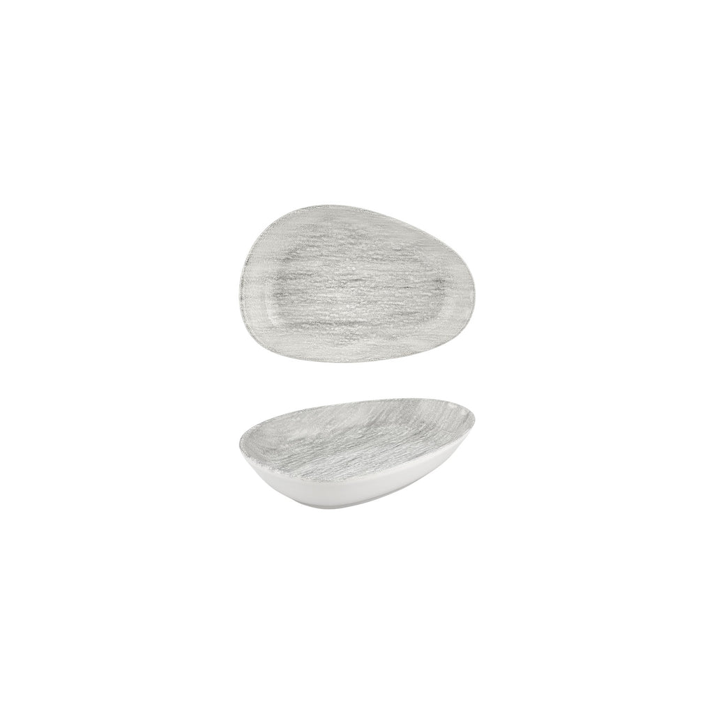 Turgla Island Ombra 6.25Inch  x 4Inch  x h:1.25Inch  Organic Gray Vitrified Platter SKU: T-ISMB16OV-12