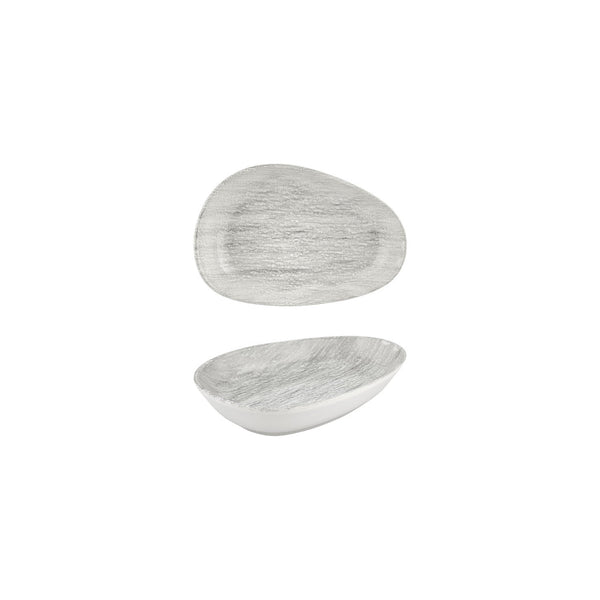 Turgla Island Ombra 7.5Inch  x 4.75Inch  x h:1.5Inch  Organic Gray Vitrified Platter SKU: T-ISMB19OV-12