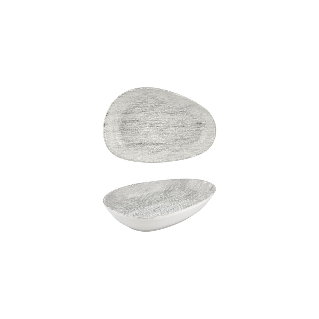 Turgla Island Ombra 7.5Inch  x 4.75Inch  x h:1.5Inch  Organic Gray Vitrified Platter SKU: T-ISMB19OV-12