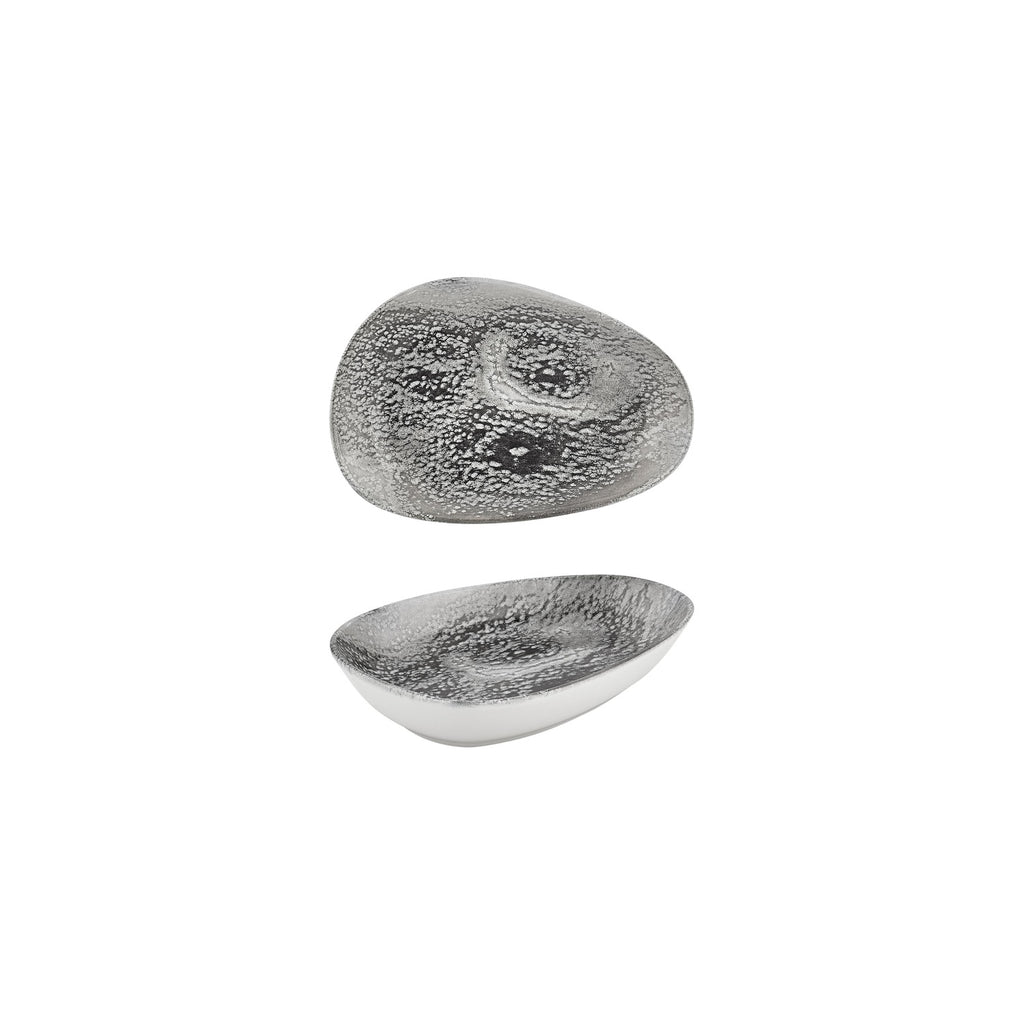 Turgla Island Onix 7.5Inch  x 4.75Inch  x h:1.5Inch  Organic Gray Vitrified Platter SKU: T-ISON19OV-12