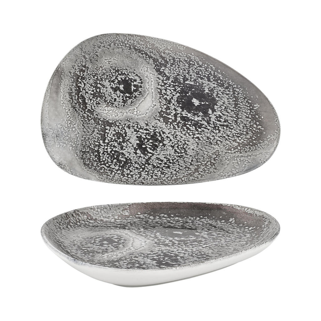 Turgla Island Onix 15.75Inch  x 9.75Inch  x h:0Inch  Organic Gray Vitrified Platter SKU: T-ISON40DT-6
