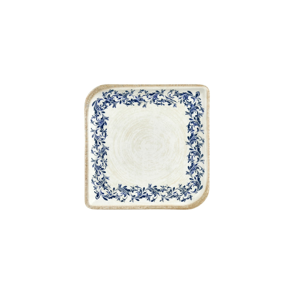 Turgla Kario 7.5Inch  x 7.5Inch  Square Blue Vitrified Plate SKU: T-KRAAR25KR-12