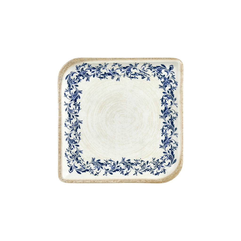 Turgla Kario 9.75Inch  x 9.75Inch  Square Blue Vitrified Plate SKU: T-KRAAR34KR-6