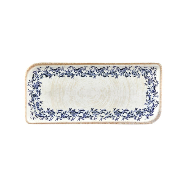 Turgla Kario 13.75Inch  x 6.25Inch  x h:0Inch  Rectangular Blue Vitrified Platter SKU: T-KRAAR38DT-6