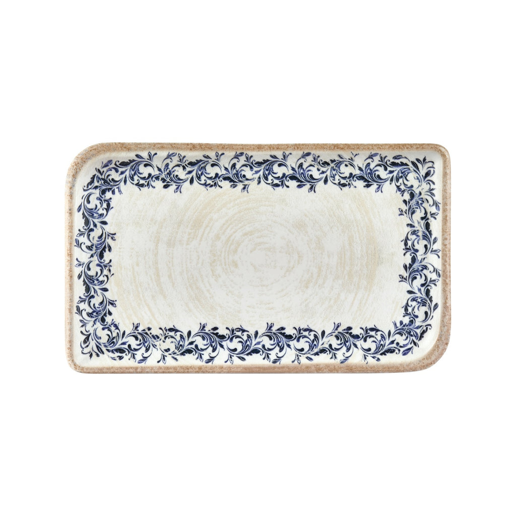 Turgla Kario 13.75Inch  x 8.25Inch  x h:0Inch  Rectangular Blue Vitrified Platter SKU: T-KRAAR40DT-6