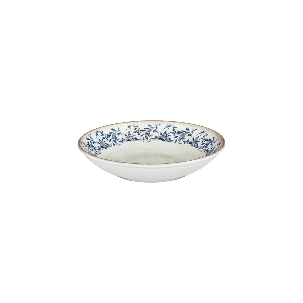Turgla Kario dia.9Inch  h:1.75Inch  34 oz. Round Blue Vitrified Deep Plate SKU: T-KRAFL23CK-6