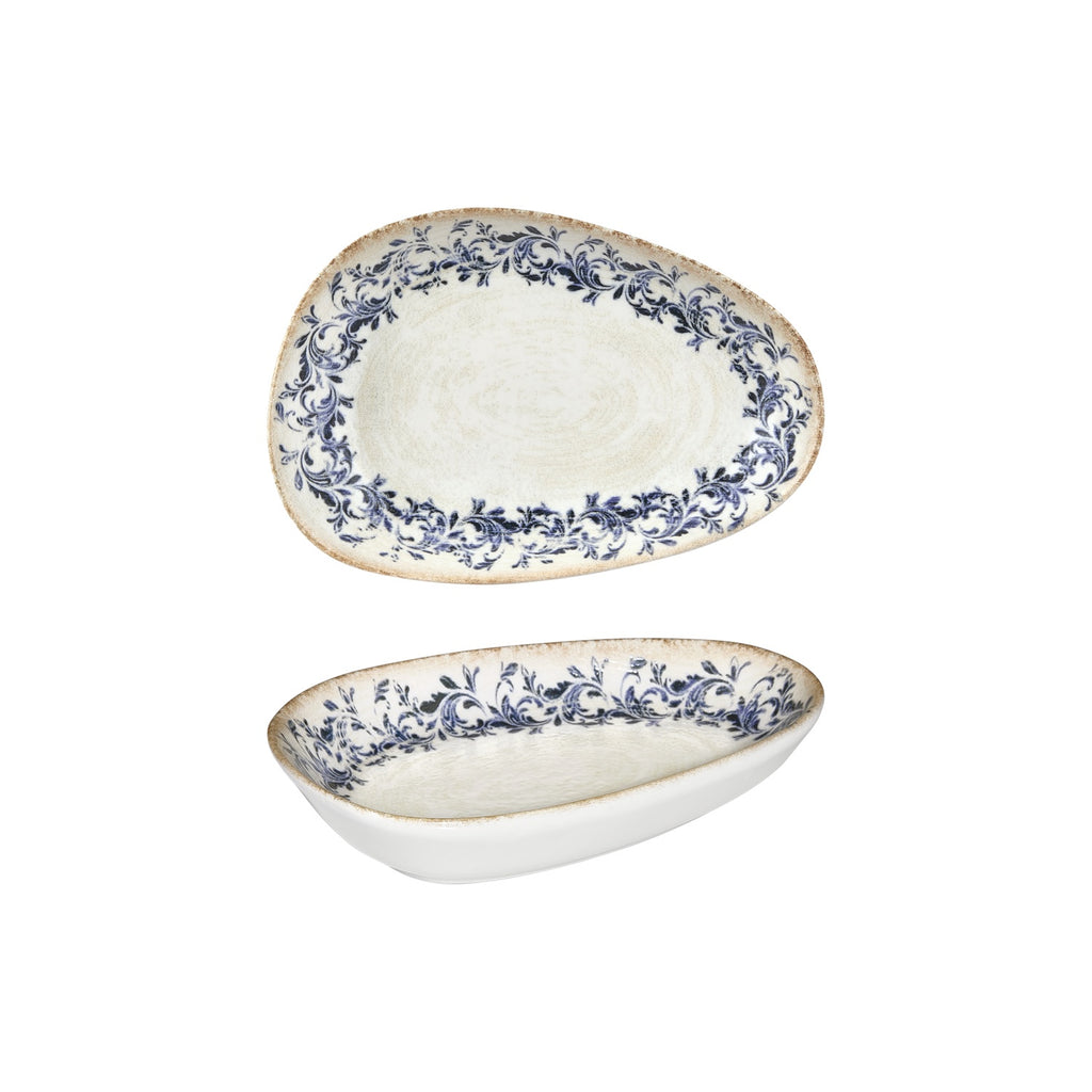 Turgla Kario 6.25Inch  x 4Inch  x h:1.25Inch  Organic Blue Vitrified Platter SKU: T-KRAIS16OV-12