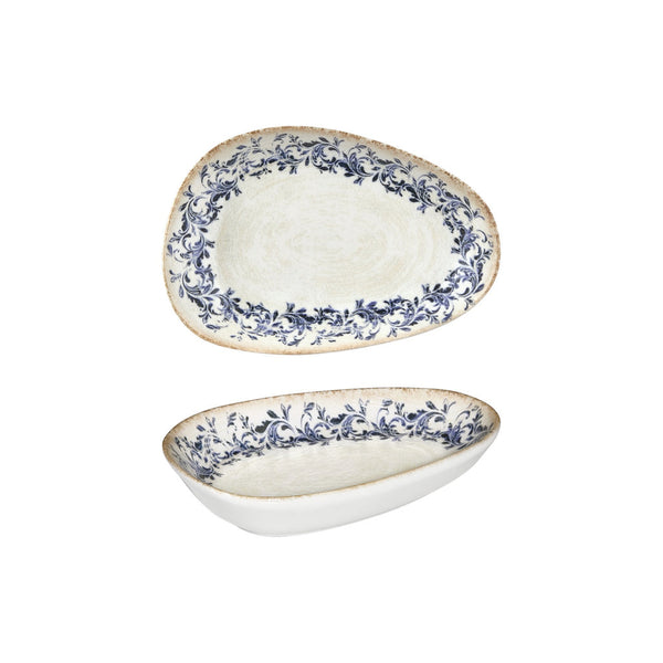 Turgla Kario 6.25Inch  x 4Inch  x h:1.25Inch  Organic Blue Vitrified Platter SKU: T-KRAIS16OV-12