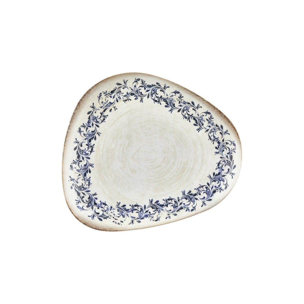 Turgla Kario 12.5Inch  x 10.75Inch  Organic Blue Vitrified Plate SKU: T-KRAIS32DZ-6