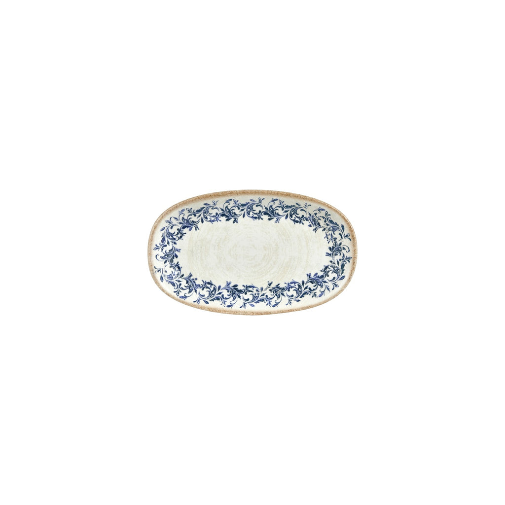 Turgla Kario 7.5Inch  x 4.25Inch  x h:1Inch  Oval Blue Vitrified Platter SKU: T-KRAZT19OV-12