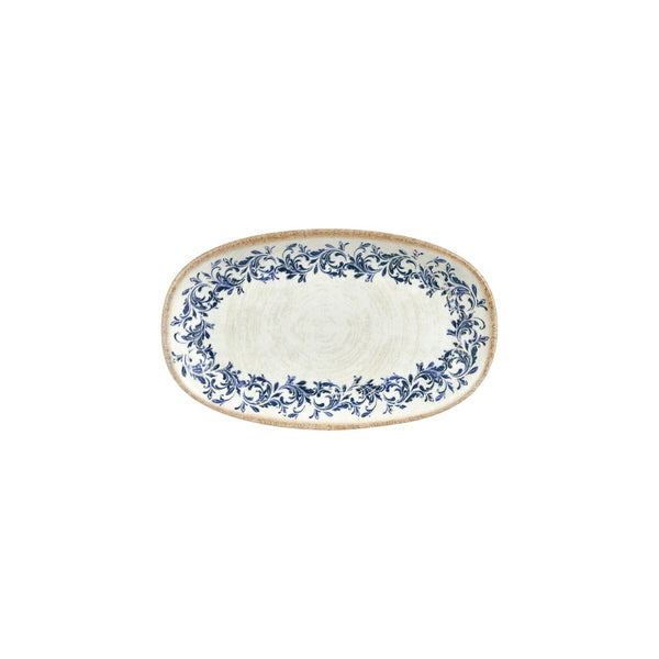Turgla Kario 9.5Inch  x 5.75Inch  x h:1Inch  Oval Blue Vitrified Platter SKU: T-KRAZT24OV-12